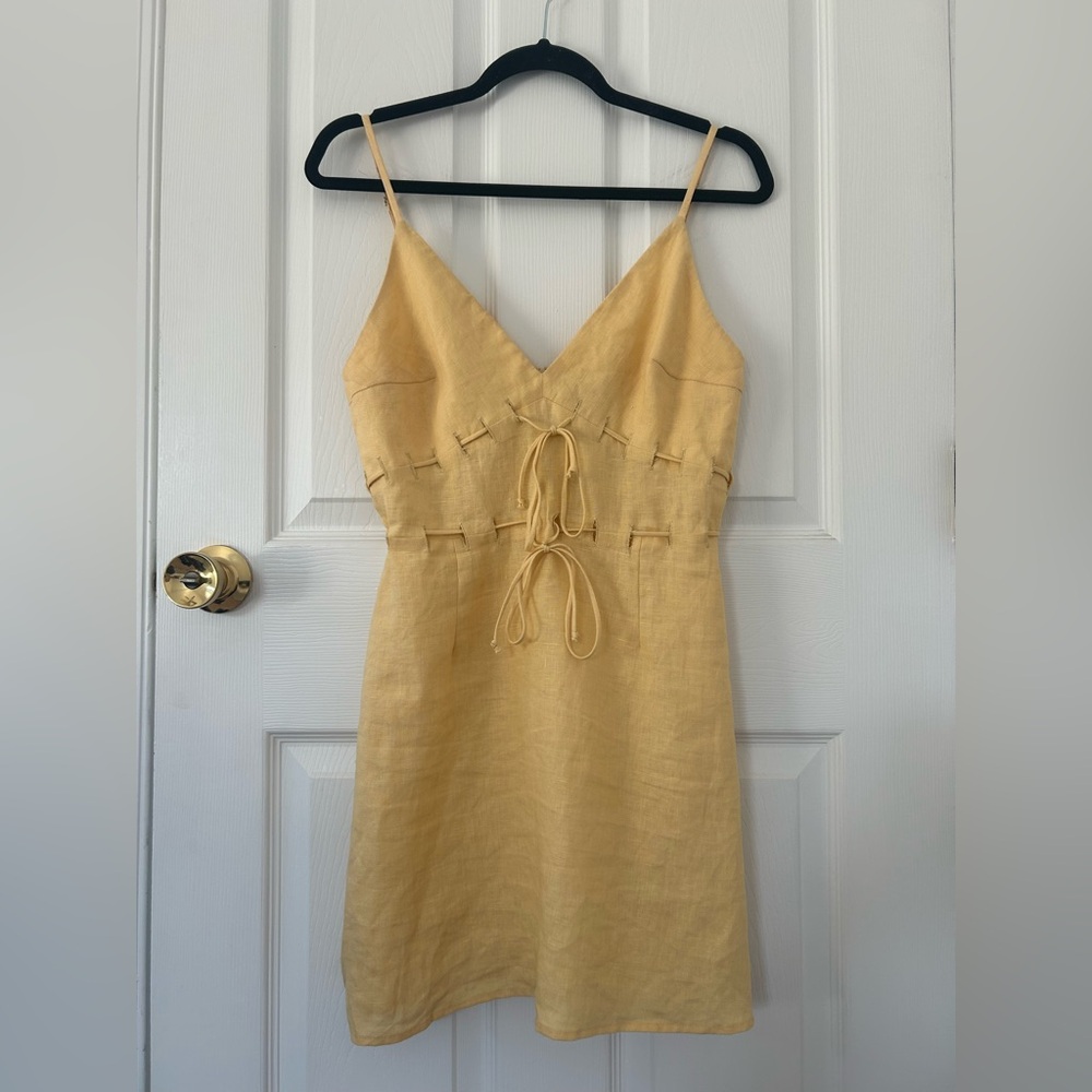 Reformation Clover Linen Dress Buttercup Yellow Size 6